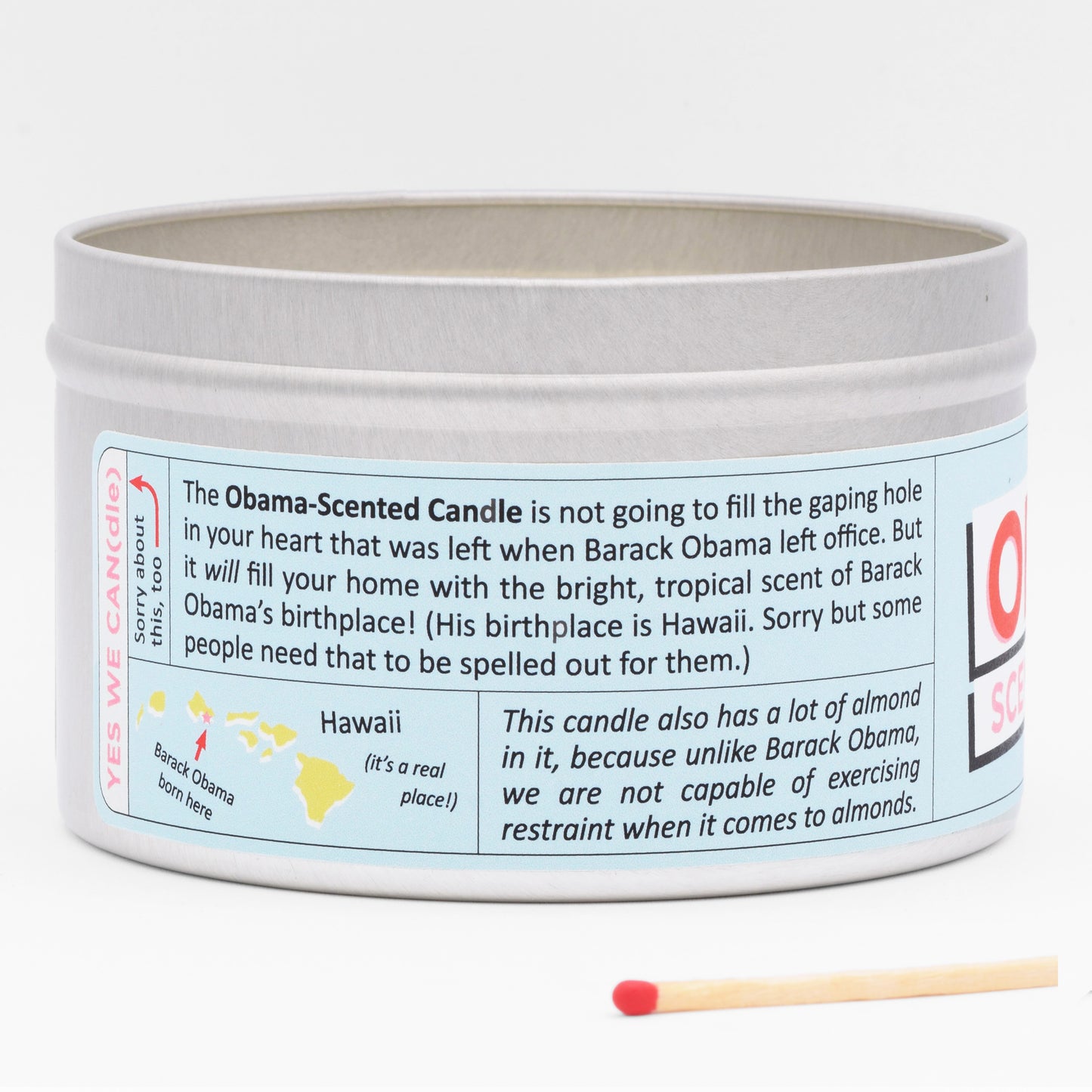 The label is packed with jokes, making this a funny and unique gift for Obama fans.