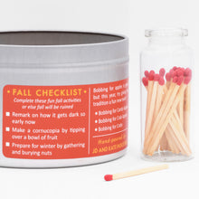 Load image into Gallery viewer, The candle label includes a funny fall checklist.