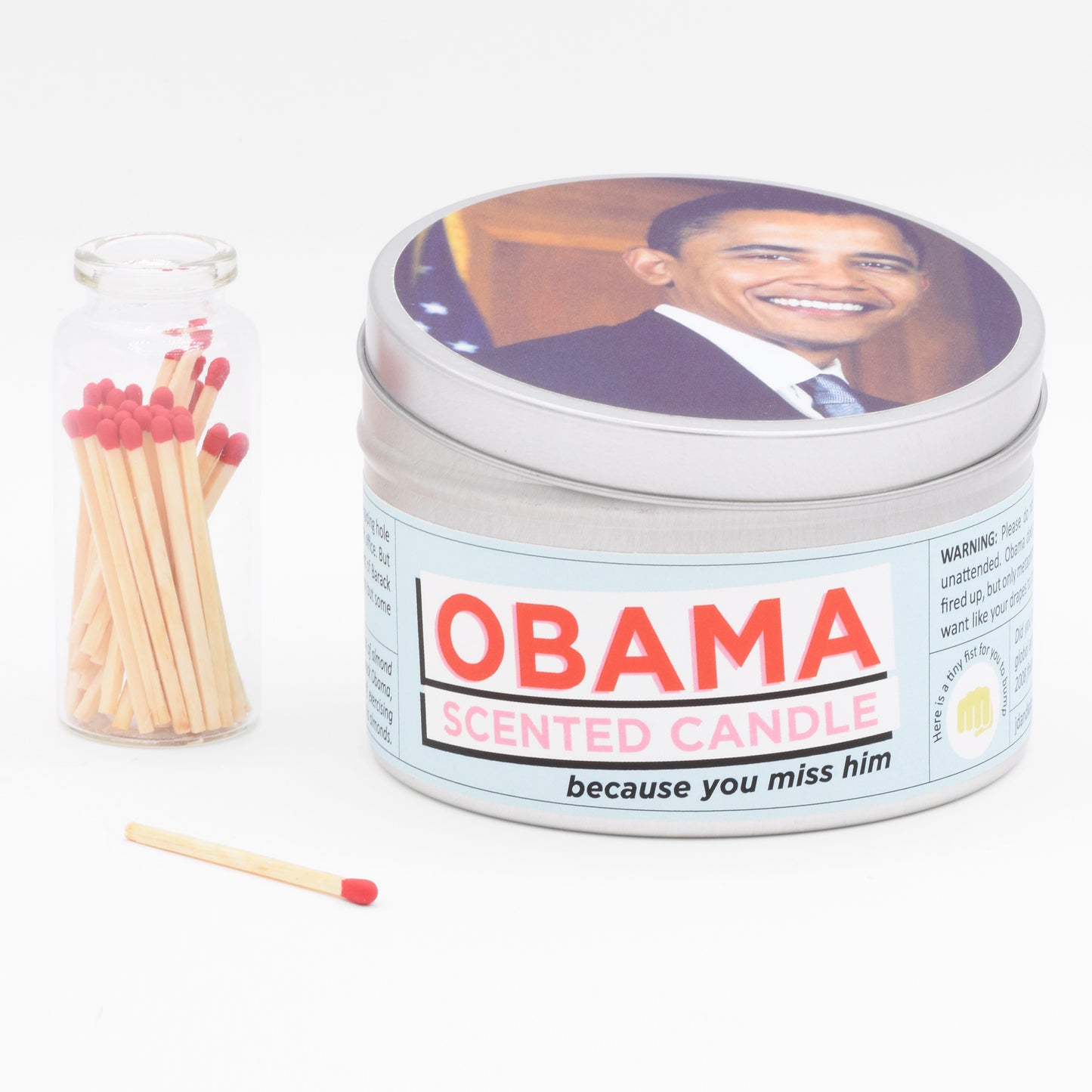 The Obama Scented Candle smells like pineapple and almonds, and it makes a great gift for liberals, democrats, and anyone who misses Barack Obama. 